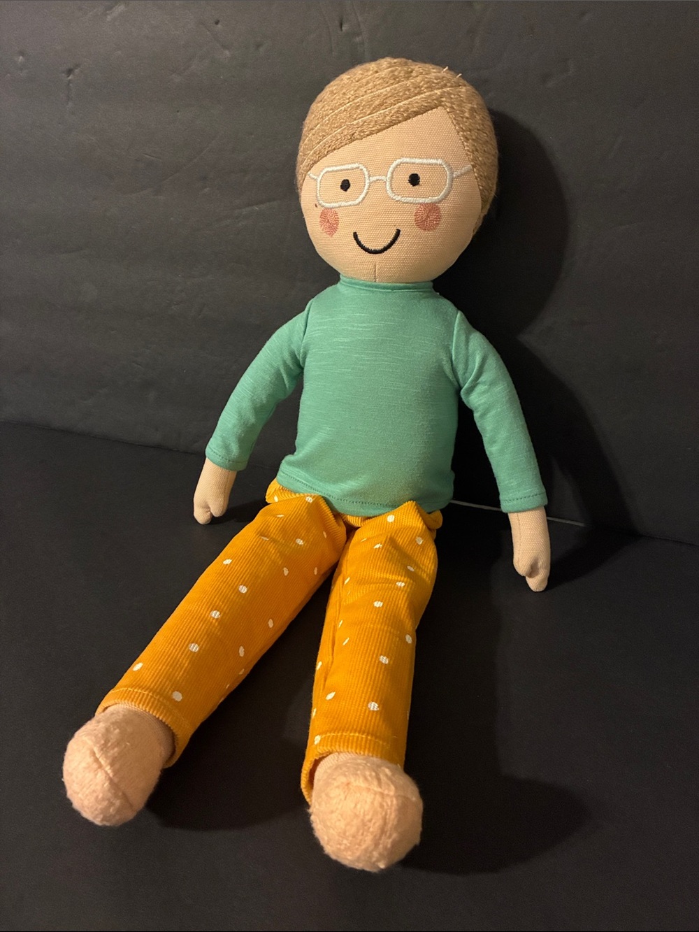 Pillowfort Mint Top Doll with Mustard Polka Dot Pants Toy Plush